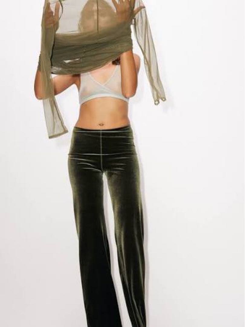 Simone wild ベージュ ストレッチ ワイドパンツ