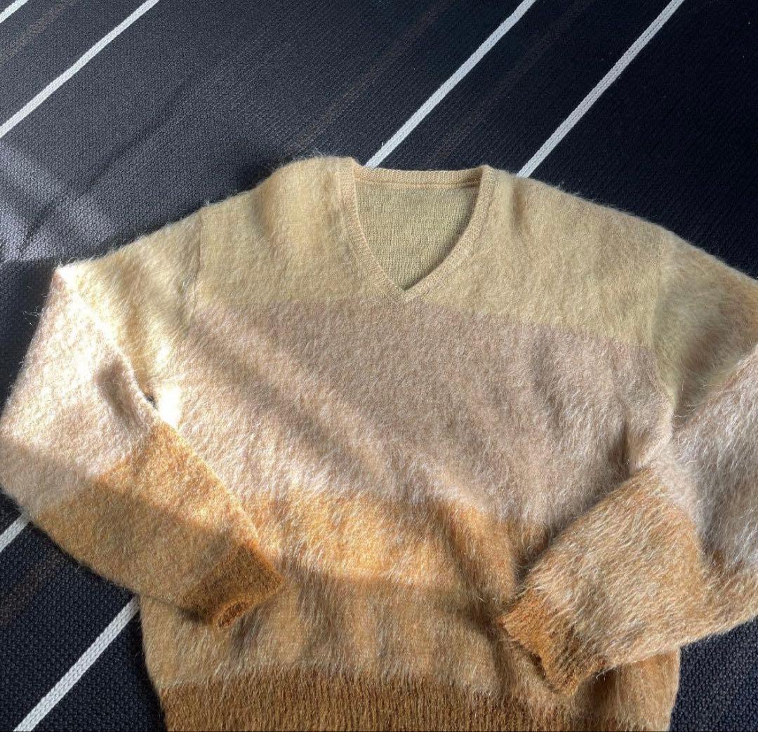 60sモヘアニット　モヘヤニット　毛束長め　アメリカ製　ボーダ