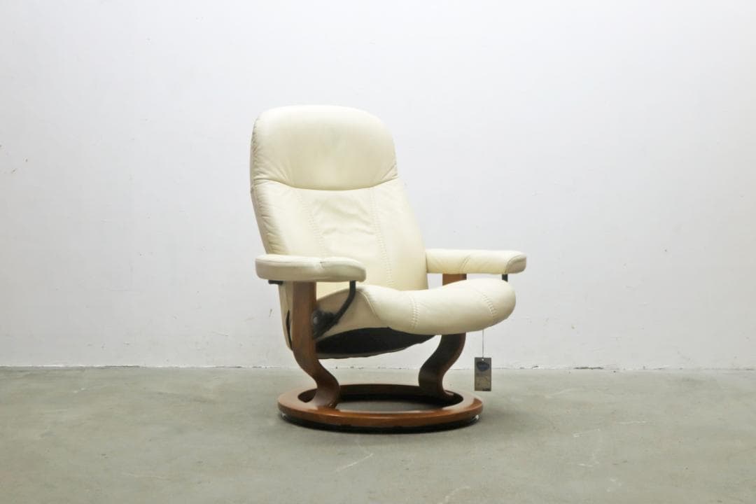 北欧 エコーネス コンサル オットマンセット 本革 リクライニング 1P ソファ