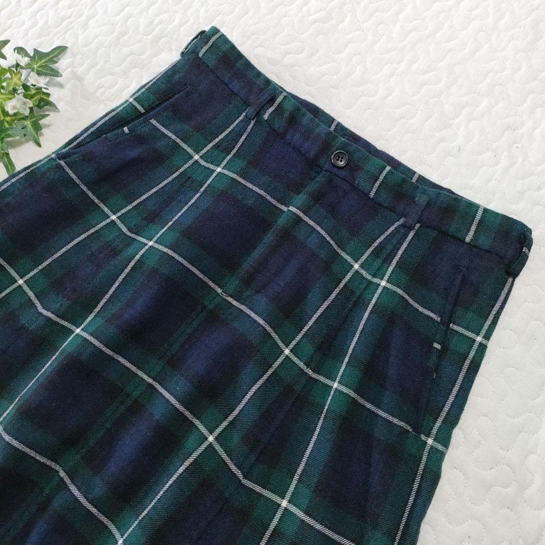 美品✨コムデギャルソン　ウールサルエルパンツ　タータンチェック　グリーン　SS