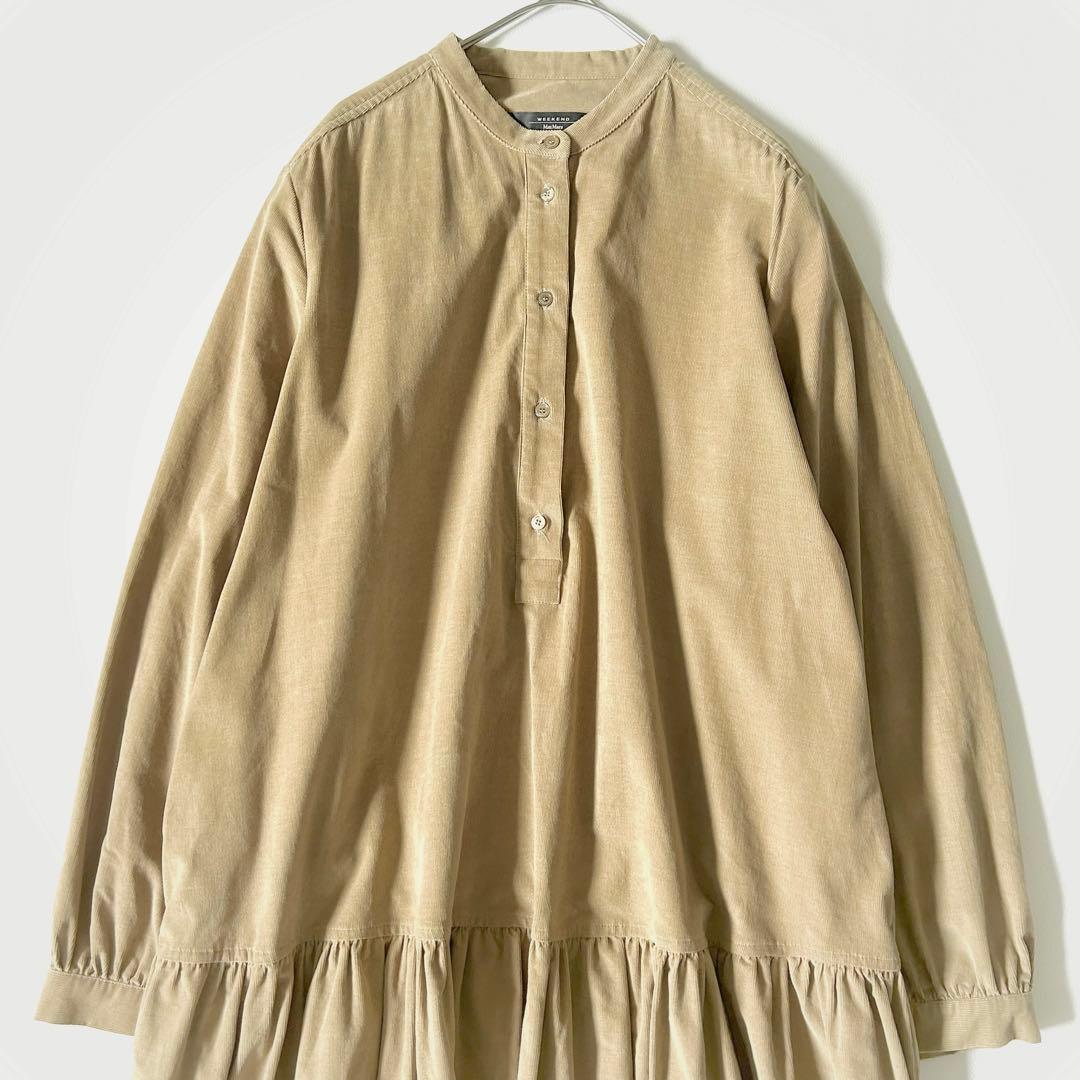 3119y マックスマーラ 大きいサイズ コーデュロイティアードワンピース