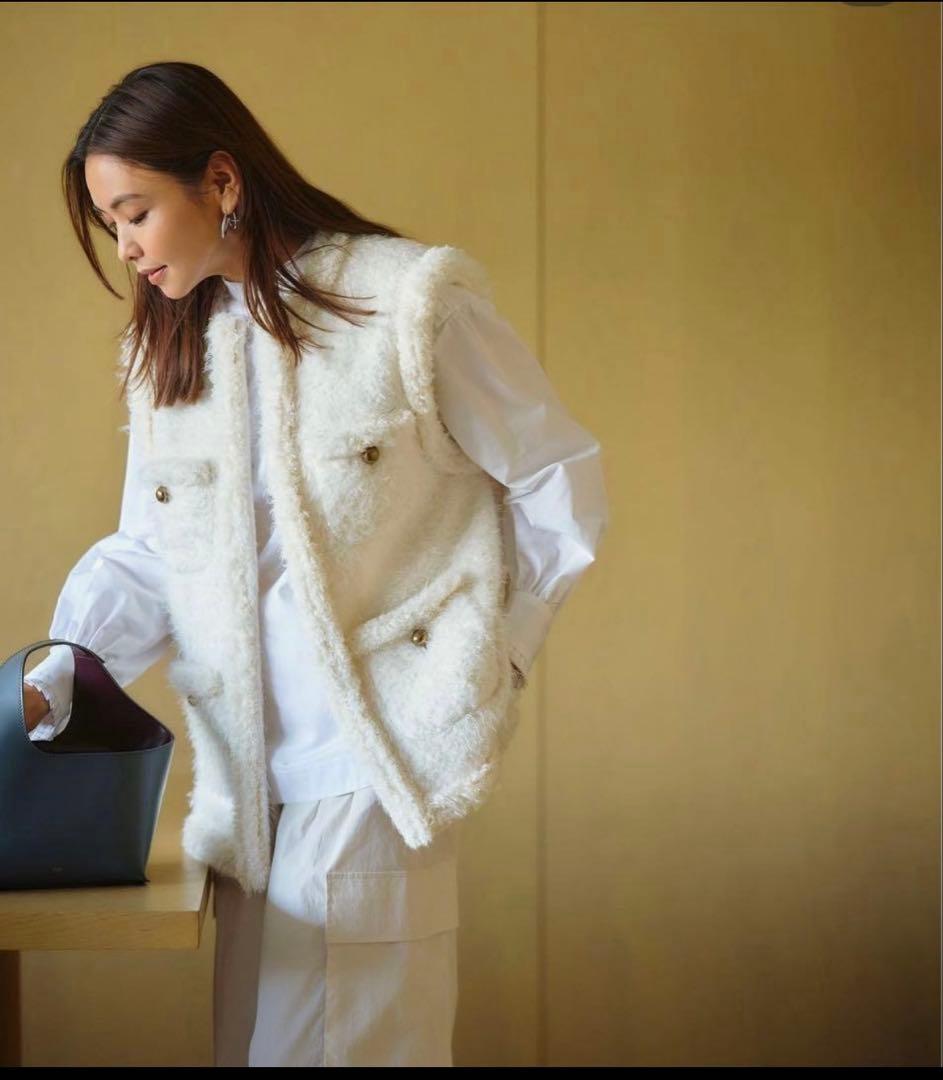 united arrows シャギーツイードベスト　ブラックジレ　滝沢真紀子