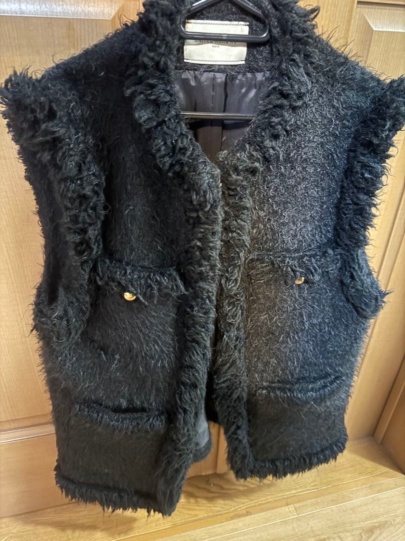 united arrows シャギーツイードベスト　ブラックジレ　滝沢真紀子