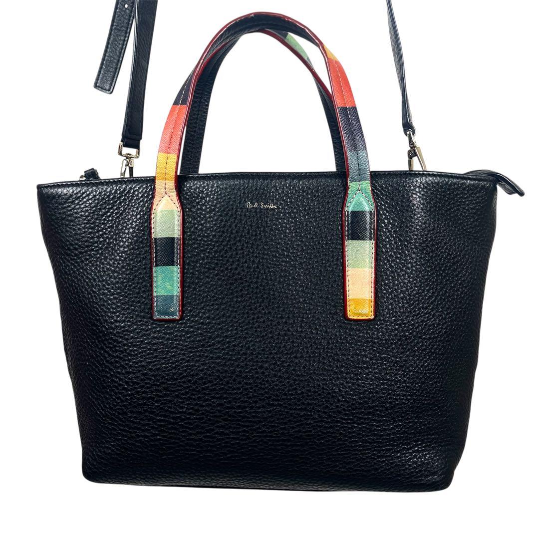 ポールスミス　ショルダーバッグ　2way ハンドバッグ　マルチストライプ　ロゴ