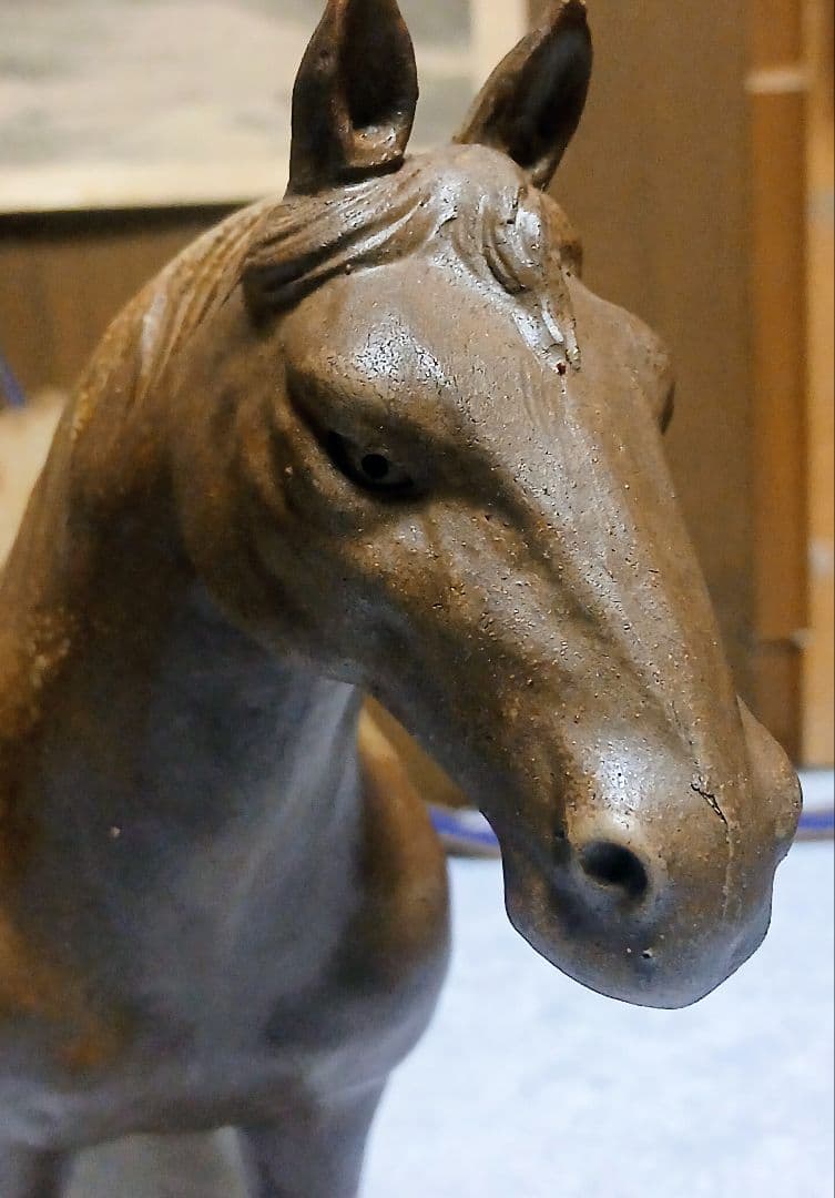 備前焼 馬の置物 陶器製 陶峰作 共箱付 無傷美品 縁起物 インテリア