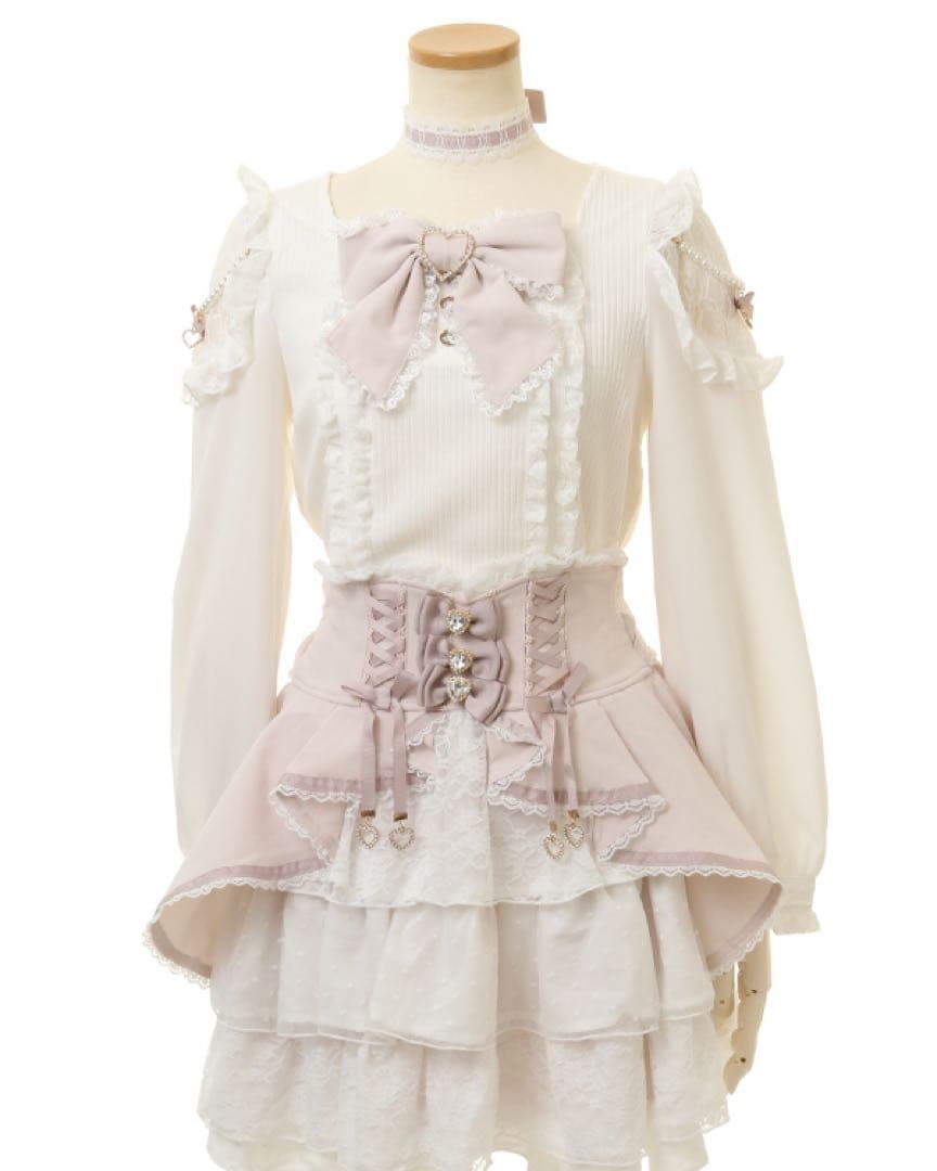 LIZLISA クロスレースリボンカットトップス