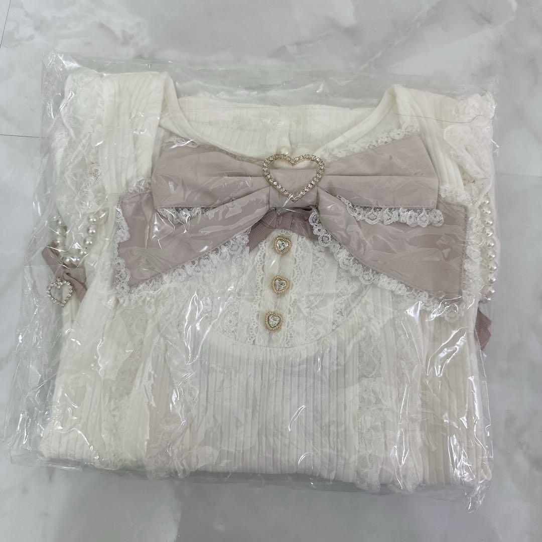 LIZLISA クロスレースリボンカットトップス