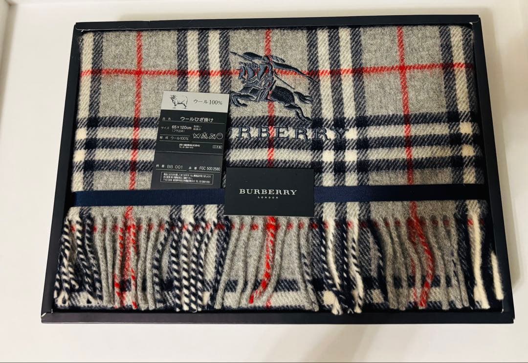 BURBERRY ウール100% チェックブランケット 65x120cm