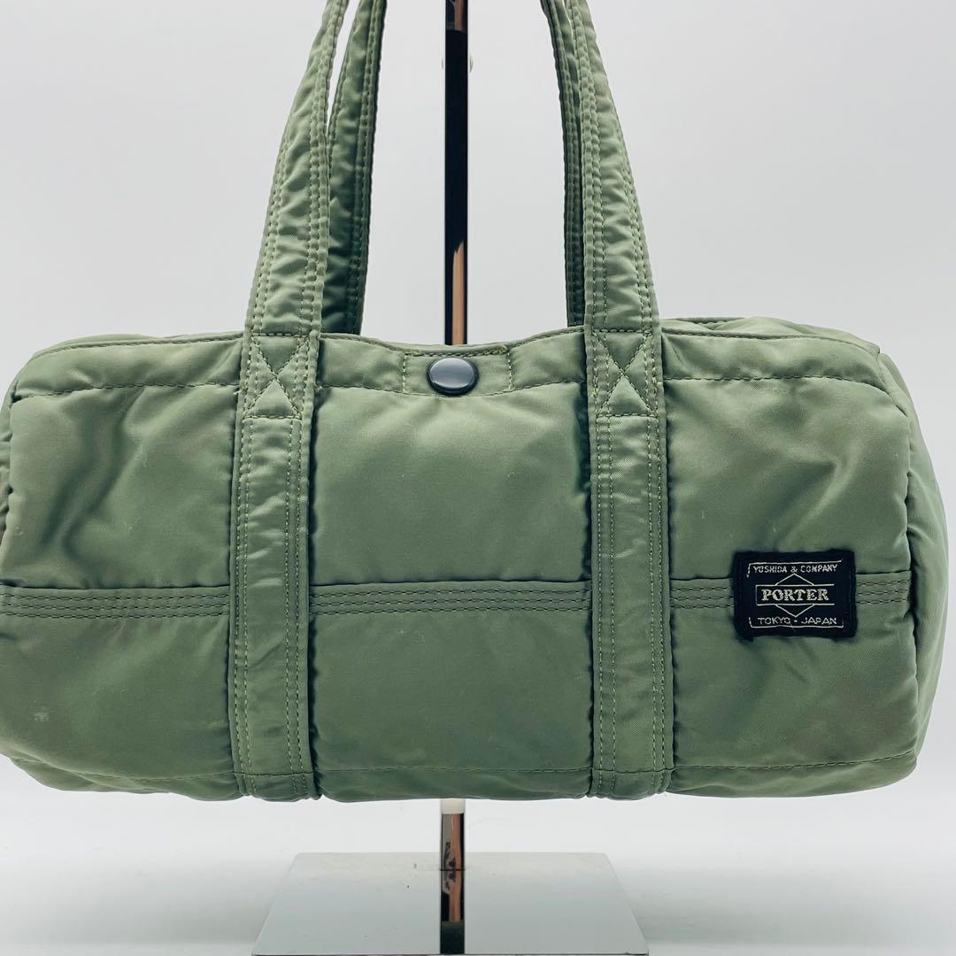 【良品】ポーター タンカー　ミニボストン　ドラムバッグ　カーキ　ナイロン