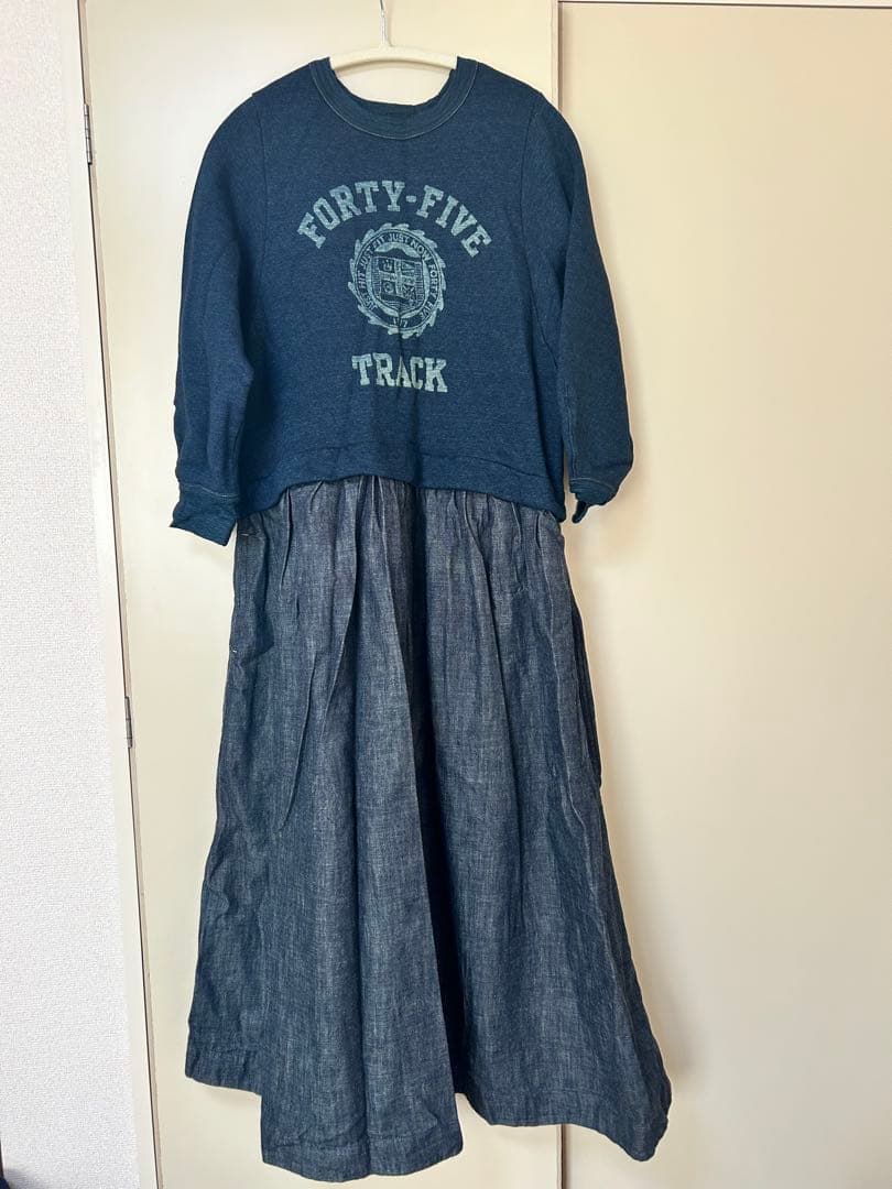 超美品　45r デニム　IDG×裏毛ドレス　ワンピース