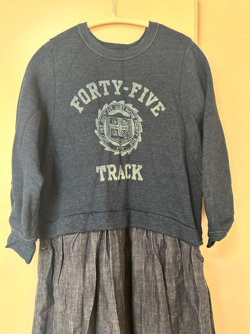 超美品　45r デニム　IDG×裏毛ドレス　ワンピース