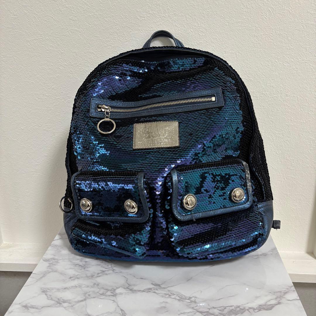 リュック・バックパック Coach blue poppy sequin backpack limited