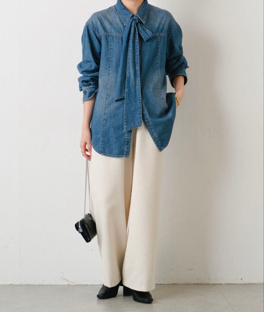 【新品】COLLAGE GALLARDAGALANTE ボウタイデニムシャツ