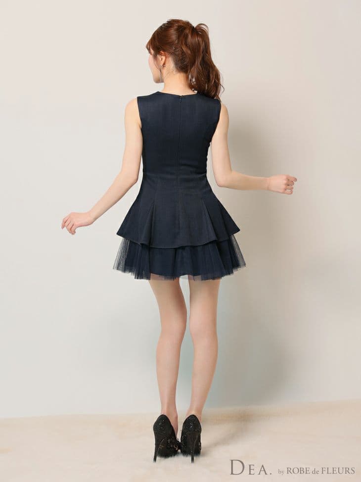 SサイズDEA. ディアバイローブドフルール ノースリーブベルトデザインチュール