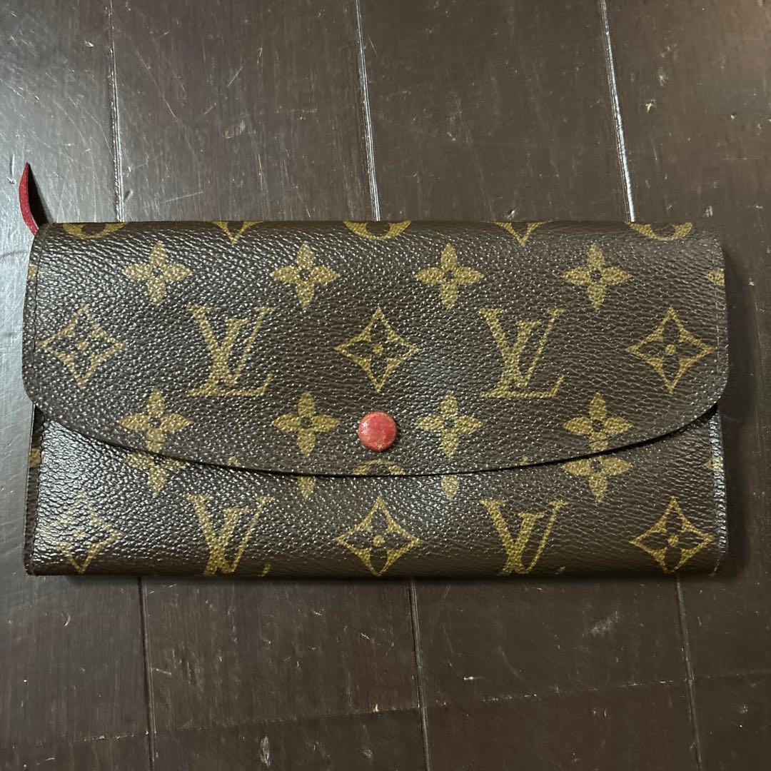 ルイヴィトン モノグラム エミリー 赤ルージュ長財布