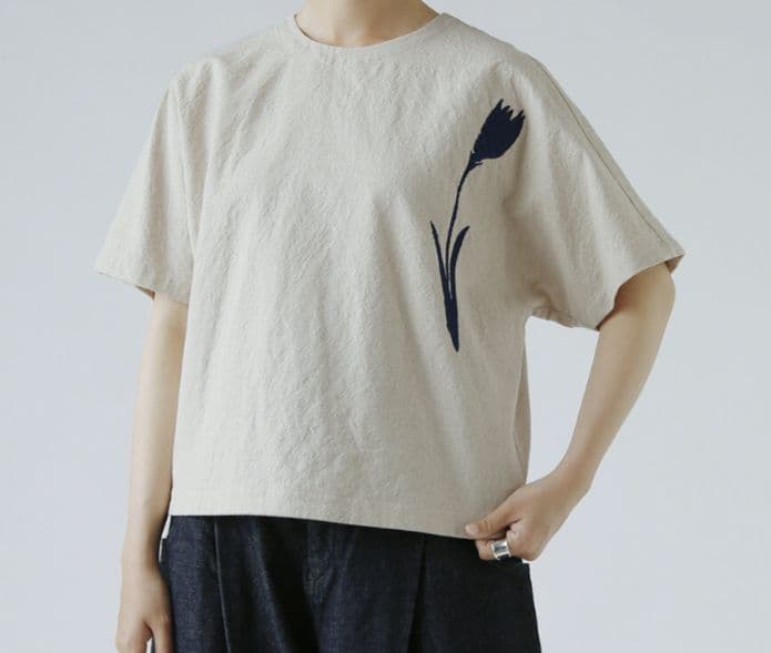 アトリエナルセ　コットン リネン スモック ブラウス “チューリップ