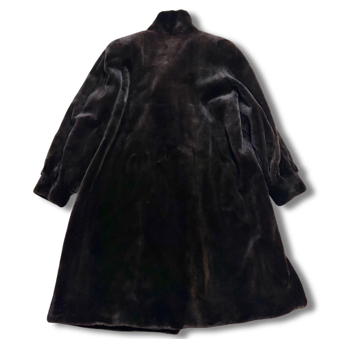 【着丈100cm】ヴァレンティノ シェアードミンク リアルファーコート 銀サガ