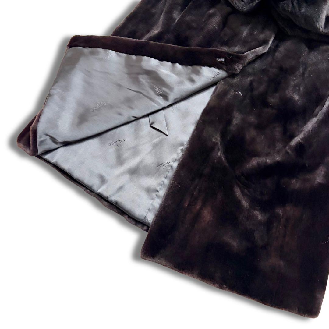 【着丈100cm】ヴァレンティノ シェアードミンク リアルファーコート 銀サガ