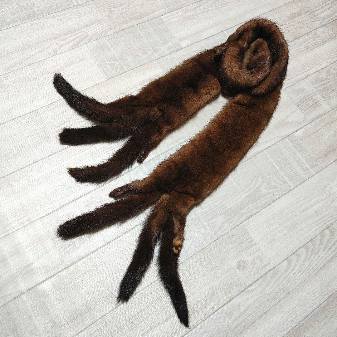 デミバフ ミンクファー ロングマフラー 足付き しっぽ付き フランス Paris