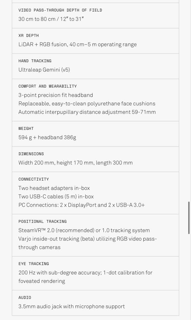 Varjo XR-3 TAA Focal Edition ヘッドセット