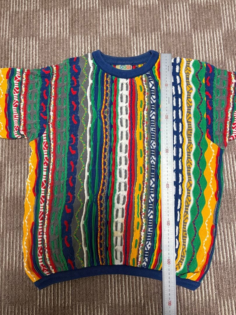 クージーCOOGIの3Dニットセーター　古着総柄オーストラリア製