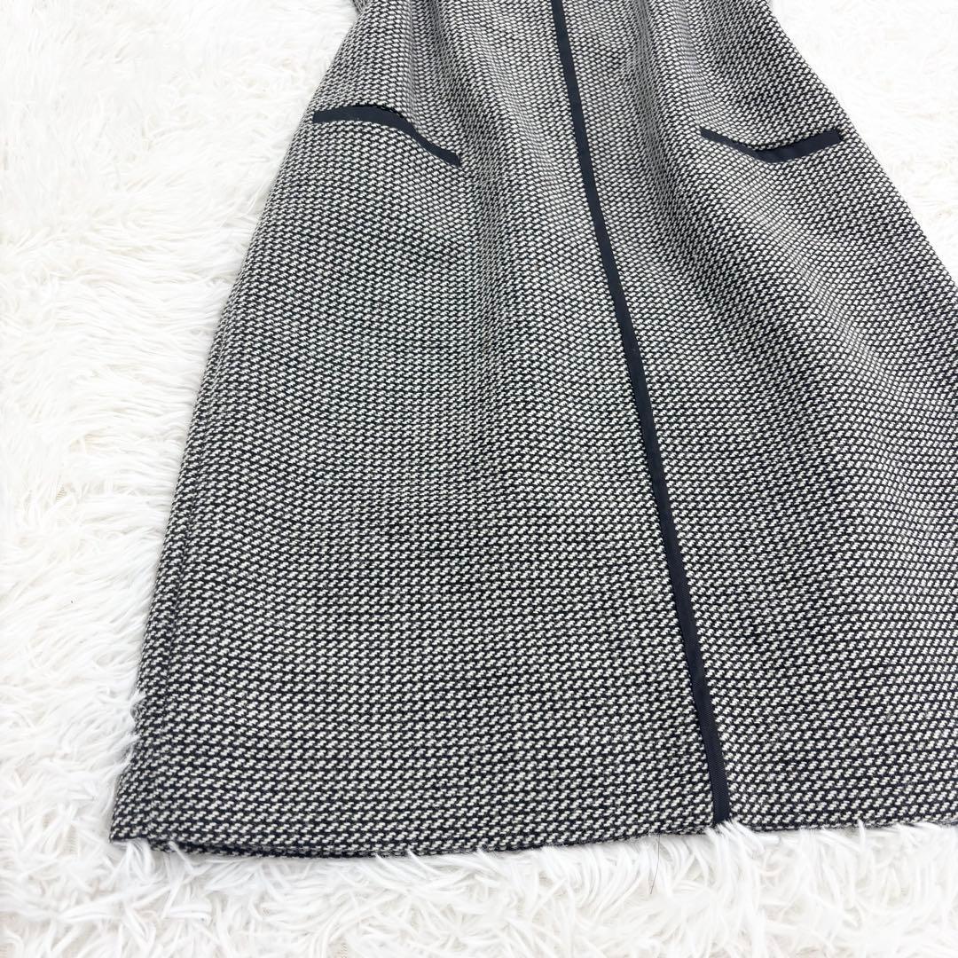 極美品　マックスマーラ　ウールワンピース　総柄　モノトーン　大きいサイズ　42