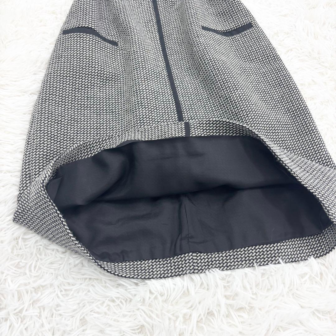 極美品　マックスマーラ　ウールワンピース　総柄　モノトーン　大きいサイズ　42