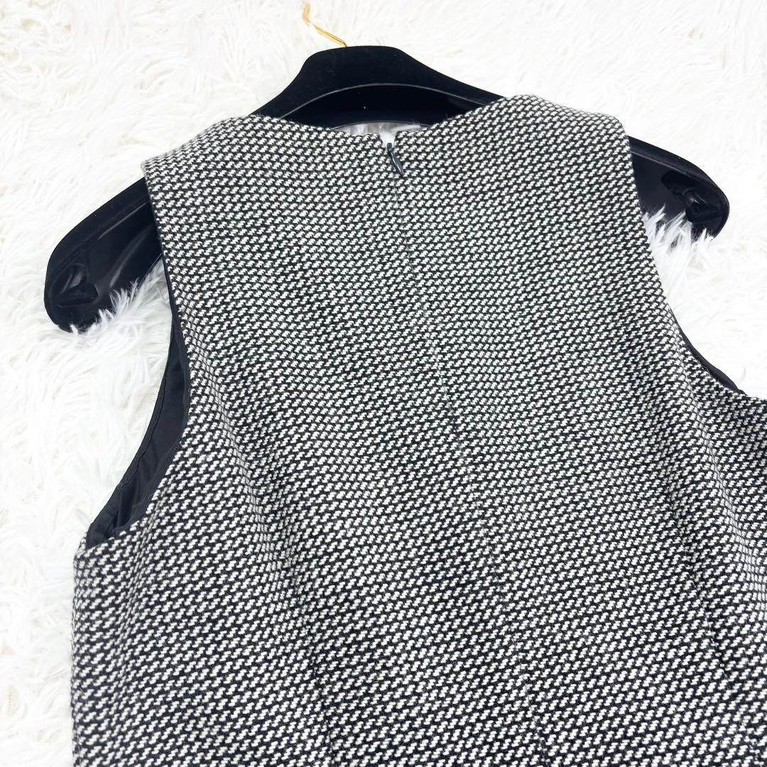 極美品　マックスマーラ　ウールワンピース　総柄　モノトーン　大きいサイズ　42