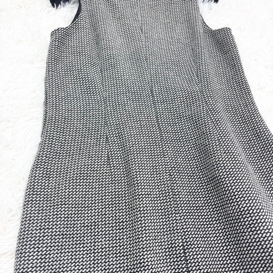 極美品　マックスマーラ　ウールワンピース　総柄　モノトーン　大きいサイズ　42