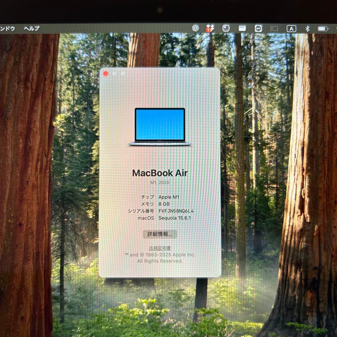 【美品】MacBook Air M1 8GB 256GB スペースグレー 箱付き