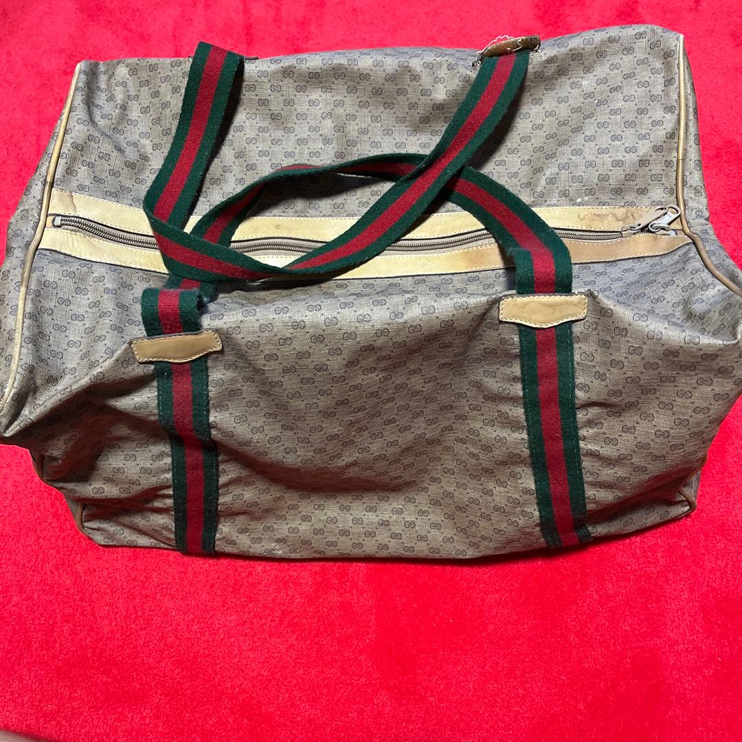 GUCCI グッチ　ボストンバック　シェリー　マイクロ　GG柄　大容量　旅行用