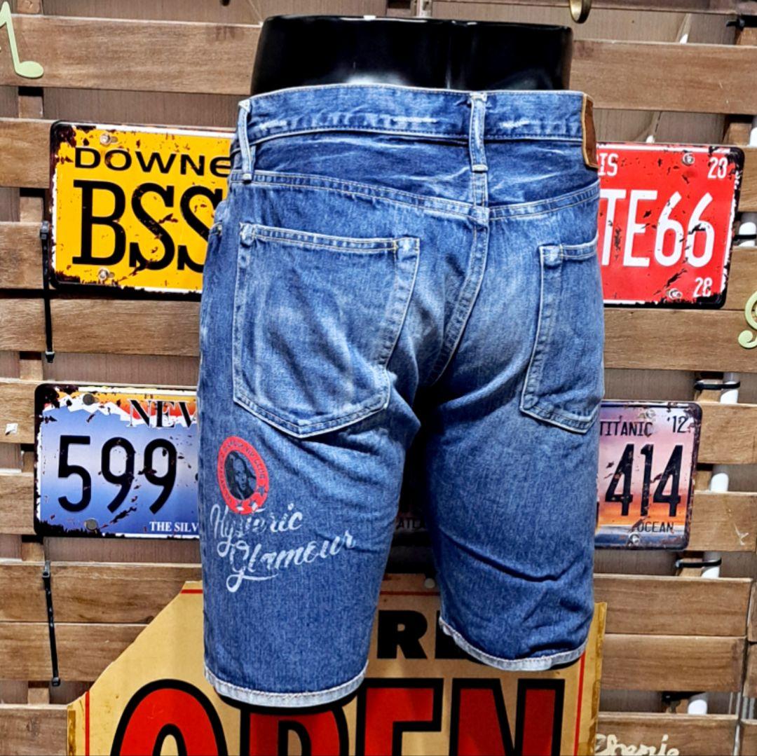 定価3.5万　ヒステリックグラマー　SP加工カレッジプリントデニムショートパンツ