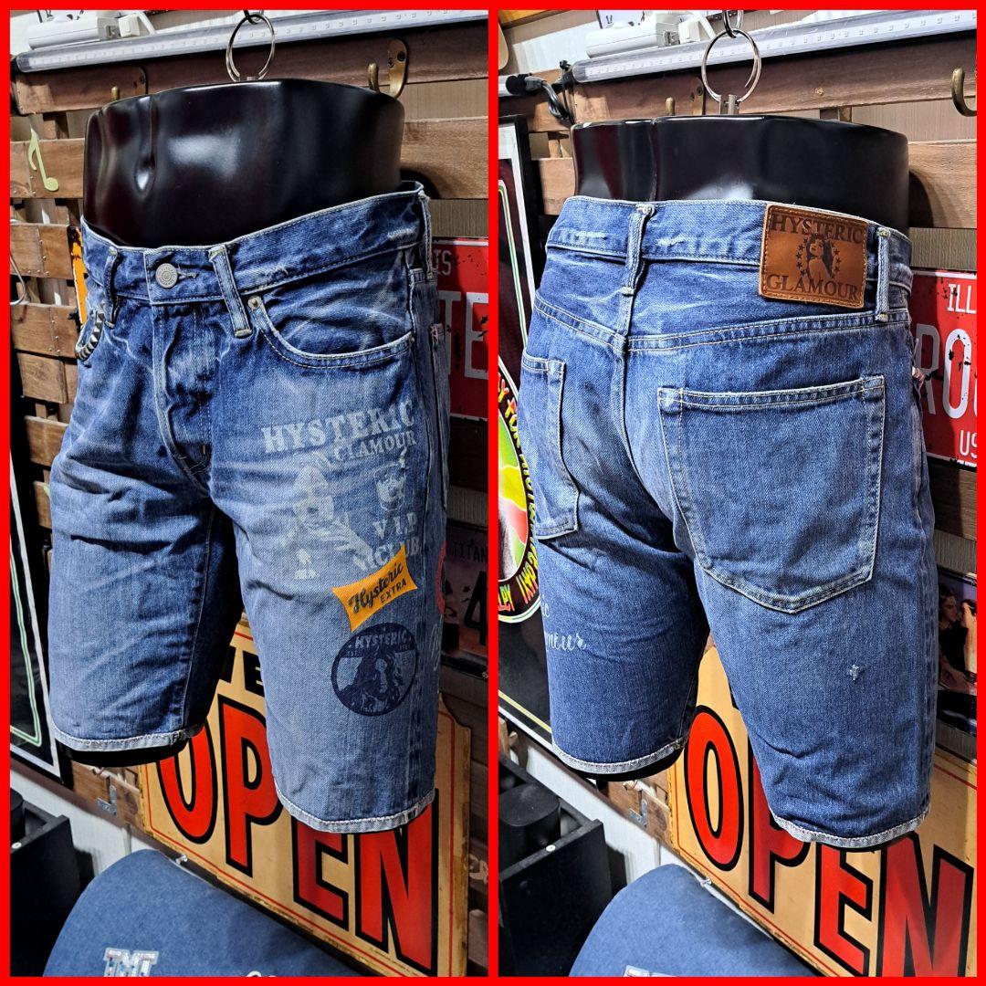 定価3.5万　ヒステリックグラマー　SP加工カレッジプリントデニムショートパンツ