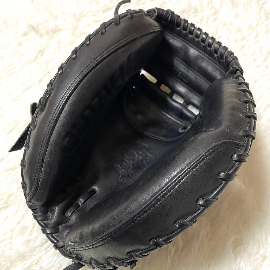 【美品】 ミズノ ビクトリーステージ 硬式 キャッチャーミット 黒 捕手用 厚革