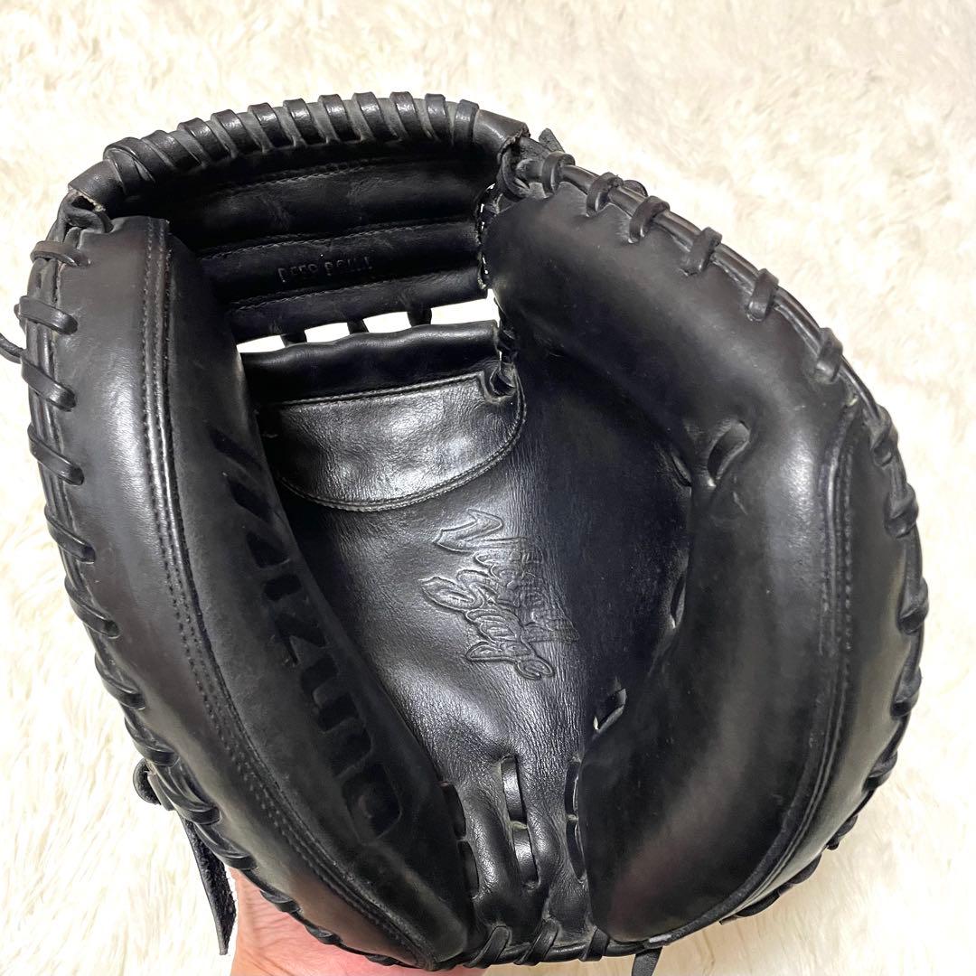 【美品】 ミズノ ビクトリーステージ 硬式 キャッチャーミット 黒 捕手用 厚革