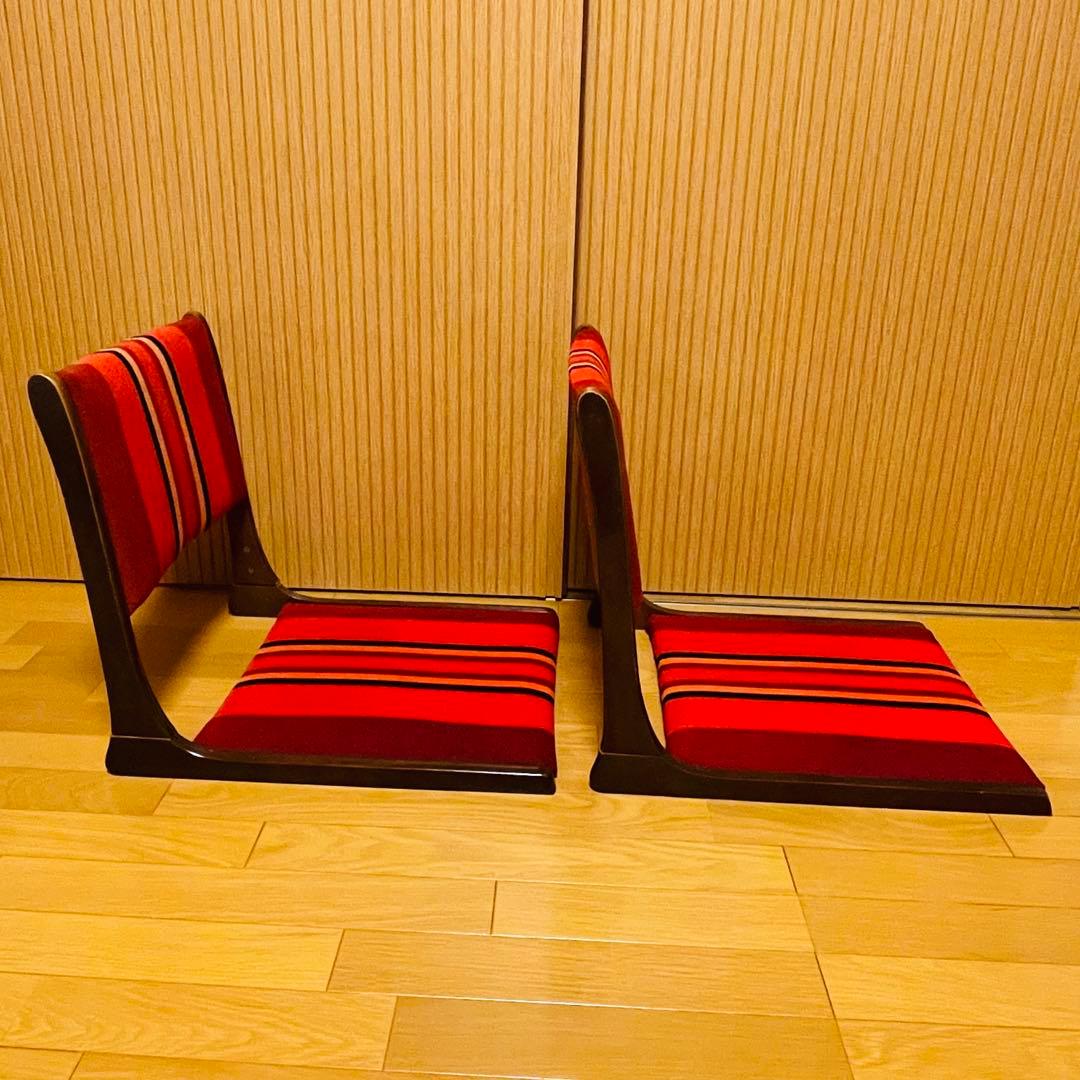 【良品・希少】昭和レトロ ポップ 折りたたみ 和座椅子　ヴィンテージ 2個セット