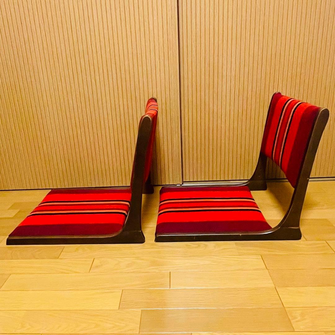 【良品・希少】昭和レトロ ポップ 折りたたみ 和座椅子　ヴィンテージ 2個セット