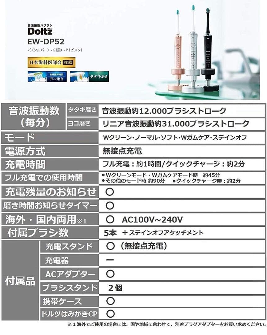 !!売切御免!!パナソニック EW-DP52-K 電動歯ブラシ ドルツ 本体 黒