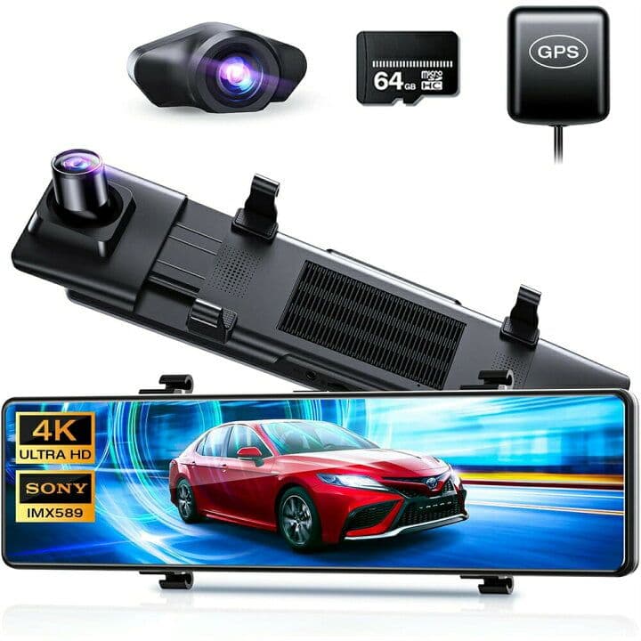 新品　ドライブレコーダー ミラー型 4K画質王 GPS追跡 前後 2カメラ 4K