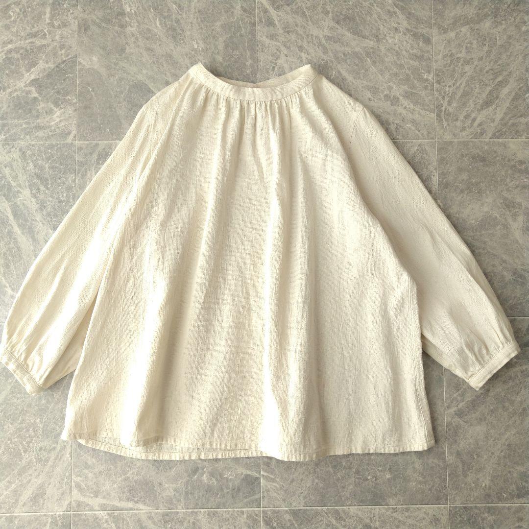 051 群言堂 石見銀山 コットン シルク ボトルネック ブラウス アイボリー