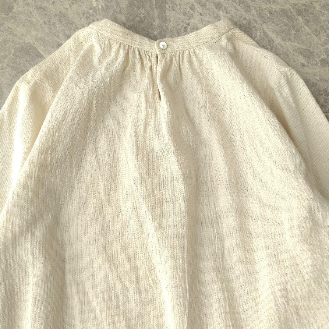 051 群言堂 石見銀山 コットン シルク ボトルネック ブラウス アイボリー