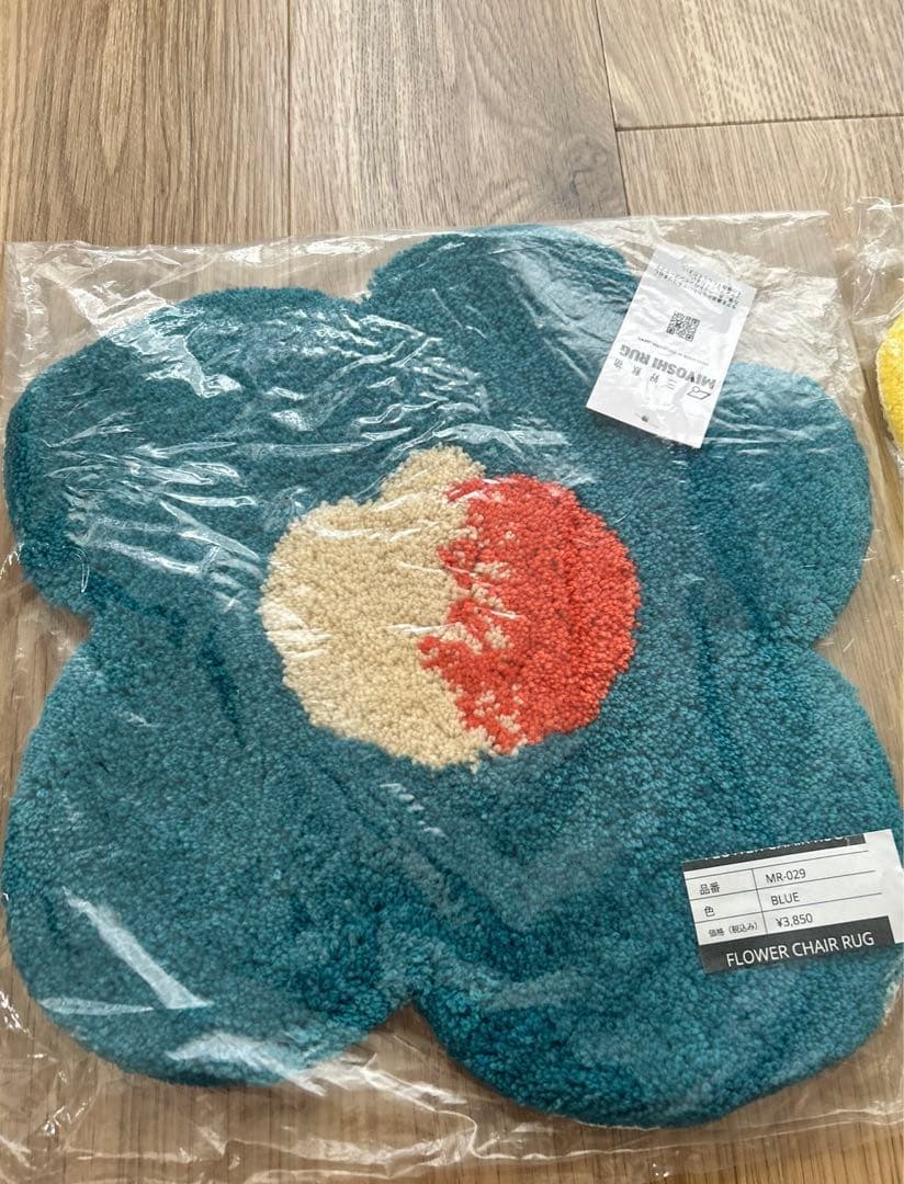 ラグ・カーペット MIYOSHI RUG FLOWER CHAIR RUG BLUE YELLOW