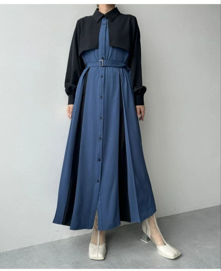 バイカラーワンピース