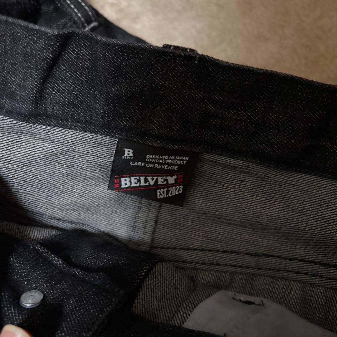 BELVET リジットデニム　ブラック　Lサイズ