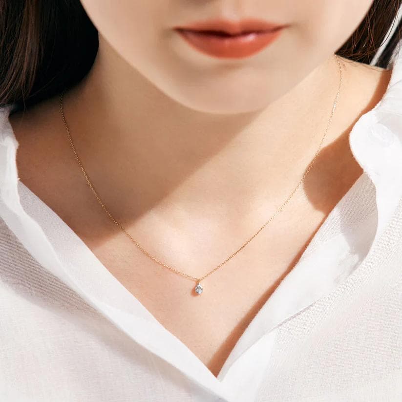 L&Co. K10イエローゴールド ティアドロップネックレス アクアマリン