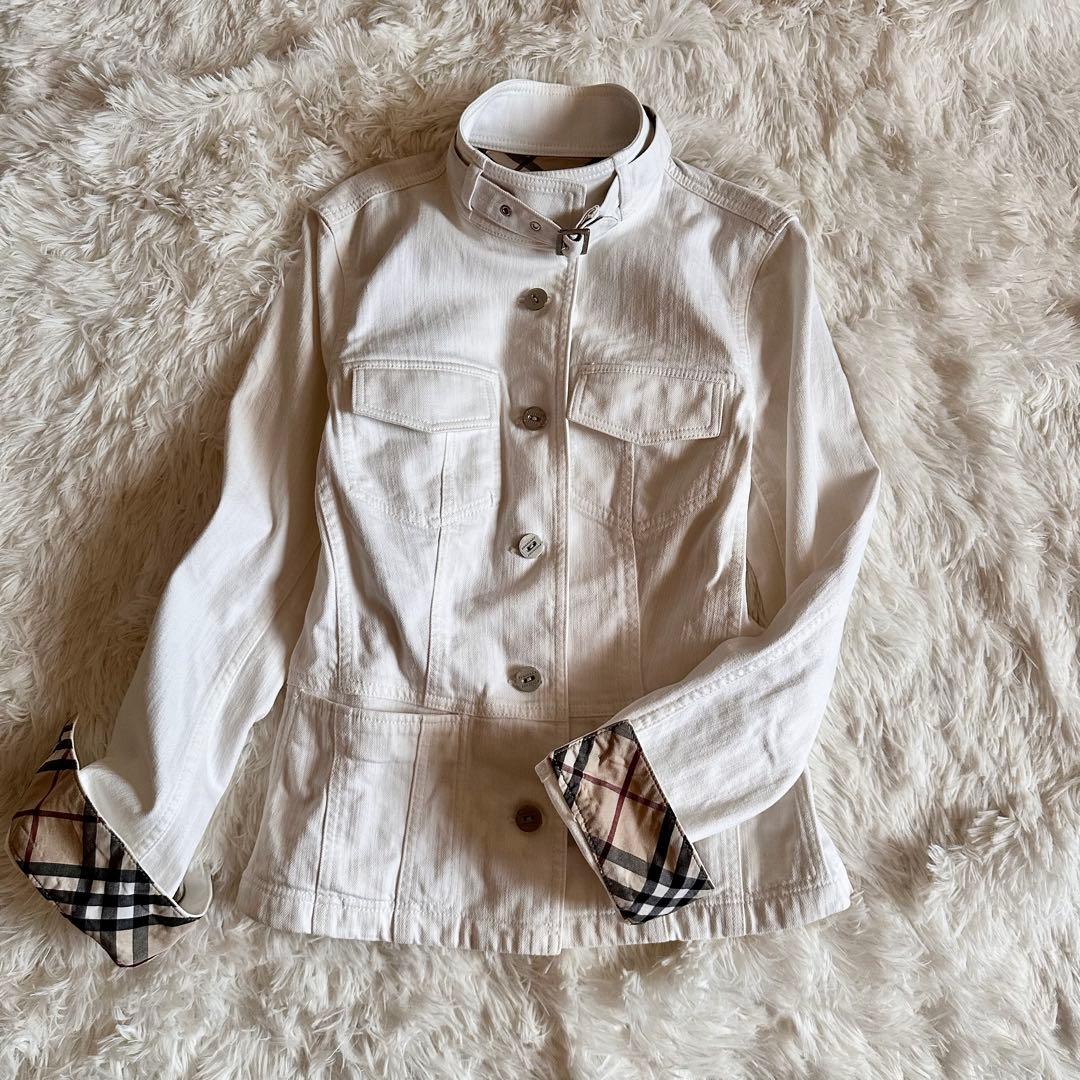 BURBERRY LONDON 白ジャケット ノバチェックベルト付き 正規品