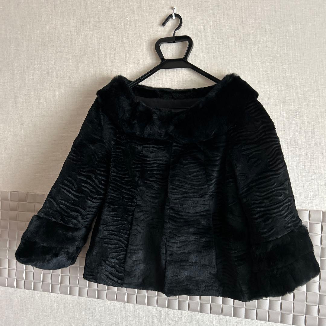 ブラックミンクコート フレアスリーブ