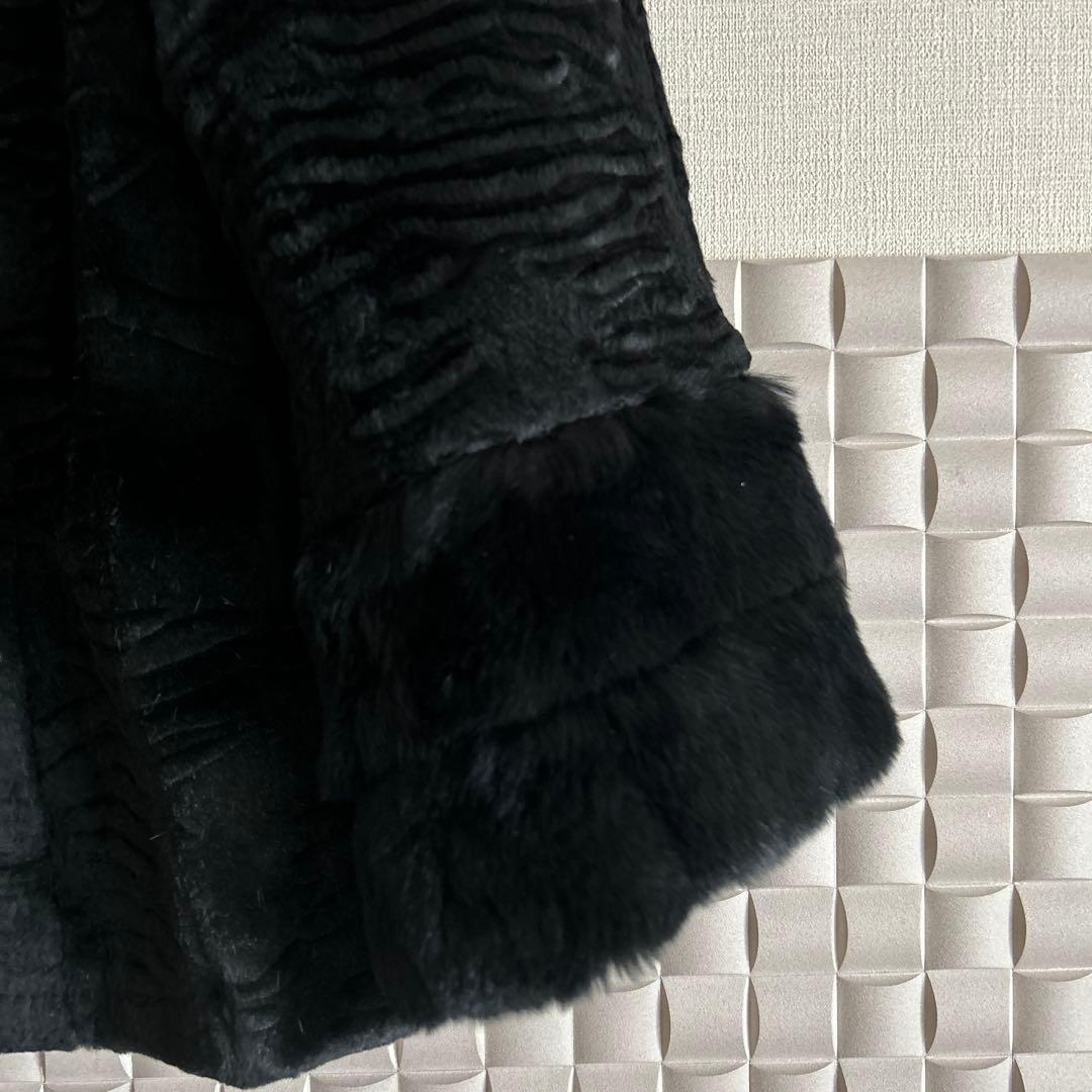 ブラックミンクコート フレアスリーブ