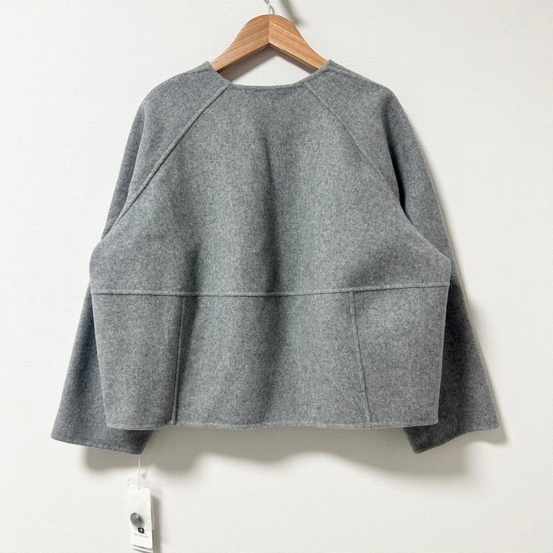新品未使用✨23区 ウールリバー ノーカラーコート グレー　2024AW