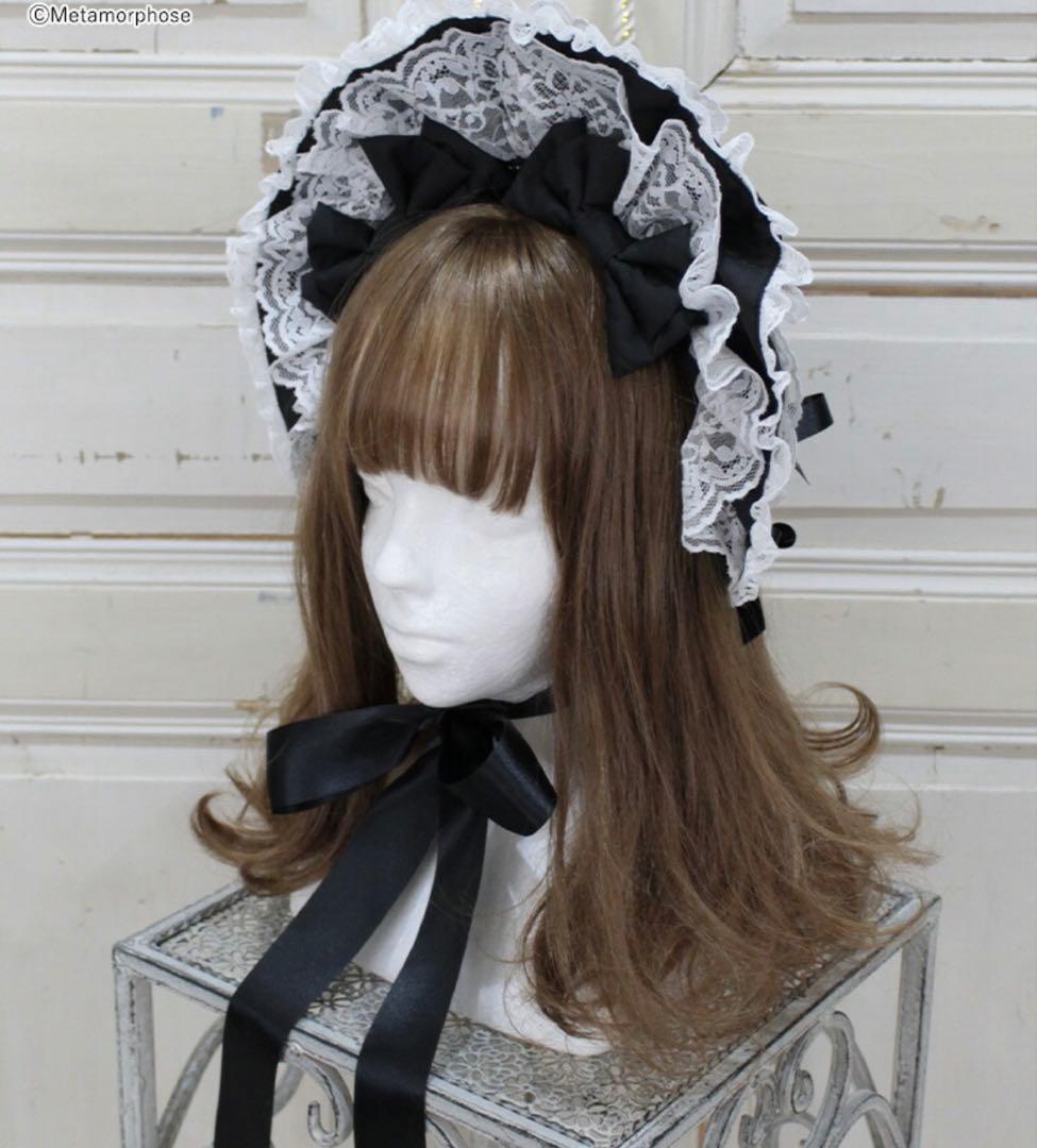 メタモルフォーゼ　無地ラッセルレースつきボンネット ロリータ ロリィタ